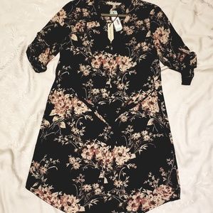 41 Hawthorn flower button down shirt dress